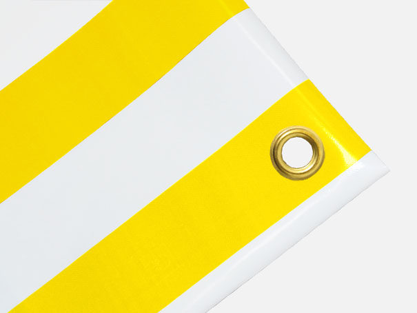 PVC Zeltplane, Festzeltplane, Markise ca. 800g/qm  - Farbe: gelb-weiss gestreift,  Gre: 1,10 m x 1,90 m (2. Wahl)