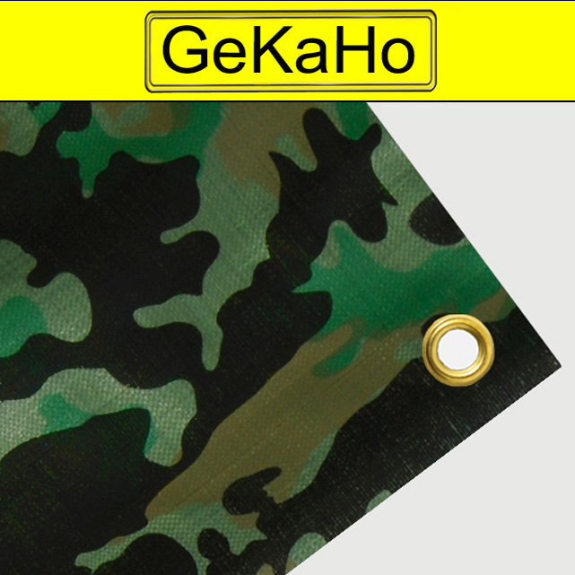Tarnplane mit sen: Gewebeplane, Abdeckplane, Schutzplane Farbe: Oberseite Militr "Camouflage" Unterseite oliv. Gre: 8 x 10 m, ca. 200g/qm