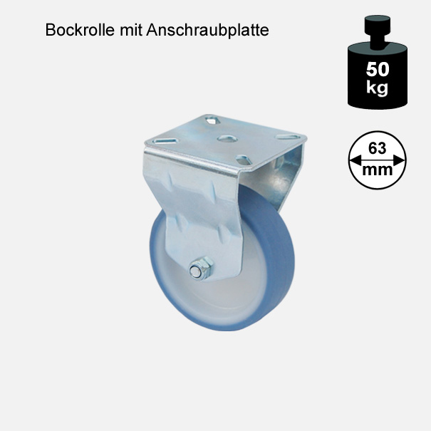 Mbelrolle, Rad, Transportrolle, Softrolle \"Soft-Bockrolle\" 63 mm